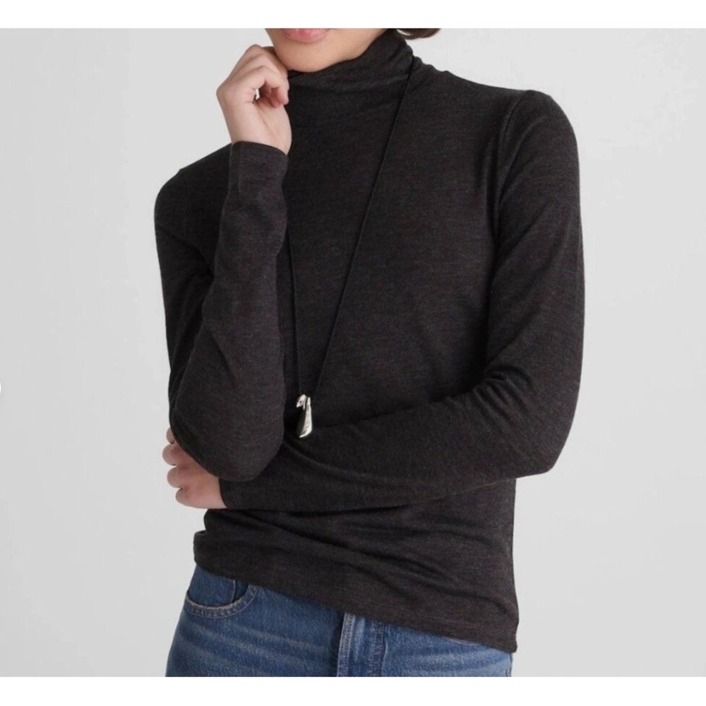 Madewell Womens XS Wool Blend Cashmere Turtleneck Top Black NY315 NEW